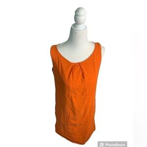 Tevrow + Chase Linen Colorful Orange Cotton Knee Length Sleeveless Dress sz 2